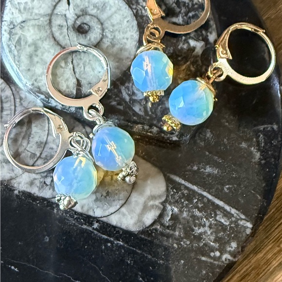 Alquimia Opalescent Blue and Gold Earrings - Picture 1 of 2